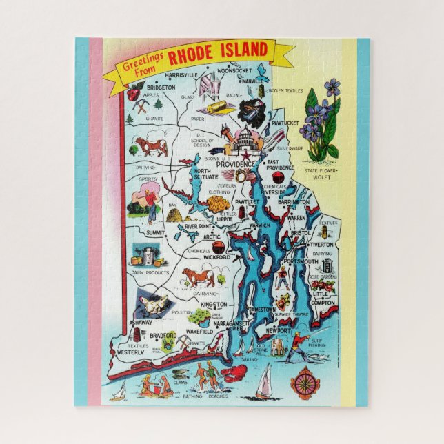 Vintage Rhode Island Karte Puzzle (Vertikal)