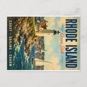 Vintage Rhode Island Ocean State Küsten Segeln I Feiertagspostkarte