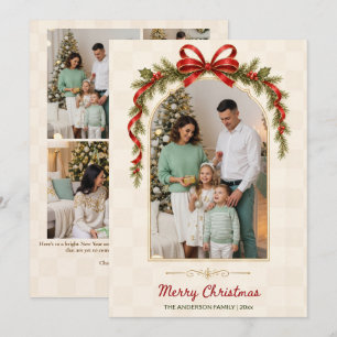 Vintage-Ribbon-Bogen-Multi-Foto-Frohe-Weihnachten Feiertagskarte