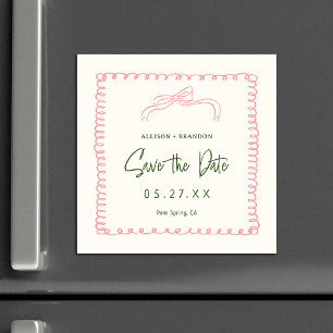 Vintage Ribbon-Save the Date Hochzeitsmagnete Magnetkarte