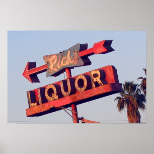 Vintage-Ricks-Liquor-Rustik-Neonschild Poster