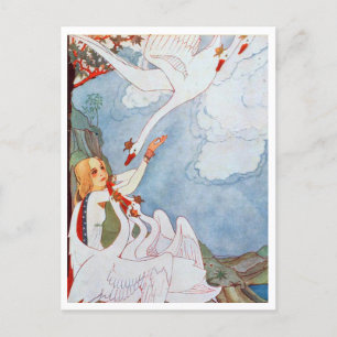 Vintage-Rie-Cramer-Illustration Wilde Schwäne Postkarte