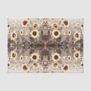 Vintage-Riesensonnenblumen Gelb Braun Sepia-Kunst Seidenpapier