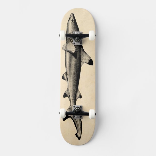 Vintage Riff-Haifisch-Illustration - Schwarzes Skateboard (Vorderseite)