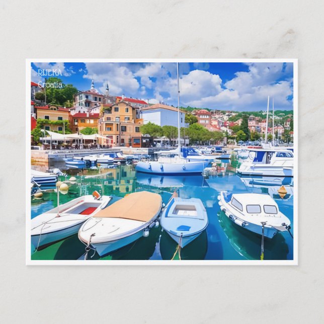 Vintage Rijeka Kroatien Kostrena Opatija Postkarte (Vorderseite)