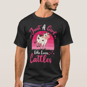 Vintage-Rind-Tier Nur ein Mädchen, das Rinder li T-Shirt