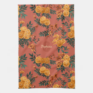 Vintage-Ringelblumen-Kalender-Blumenmuster Geschirrtuch