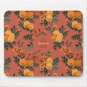 Vintage-Ringelblumen-Kalenderblumen-Blumenmuster Mousepad