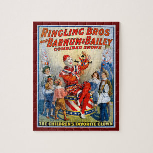 Vintage Ringling Brothers Clown-Zirkusposter Kinde Puzzle