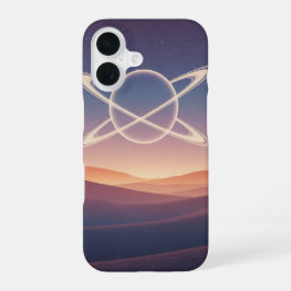 Vintage-Ringplanet über den Hügeln iPhone 16 Hülle