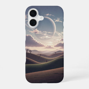 Vintage-Ringplanet über den Hügeln iPhone 16 Hülle