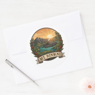 Vintage Rinjani Indonesien Vulkan Retro Runder Aufkleber