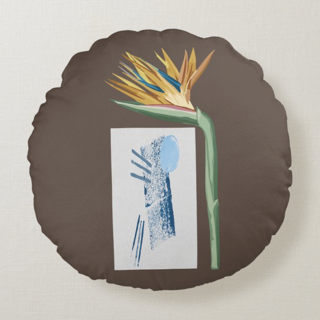 Vintage Risograph Art Rundes Kissen (Vorderseite)