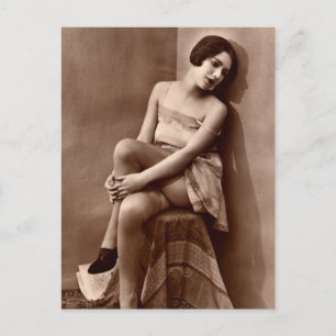 Vintage risqué Mädchenfoto Postkarte