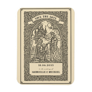 Vintage-Ritter Mittelalter-Skizze Save The Date Ka Magnet