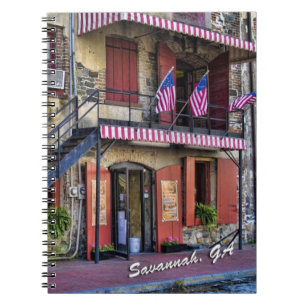 Vintage River Street Savannah Georgia Reisefoto Notizblock