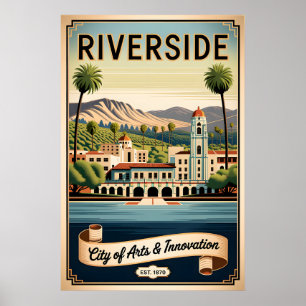 Vintage Riverside Kalifornien Stadt der Künste Ret Poster