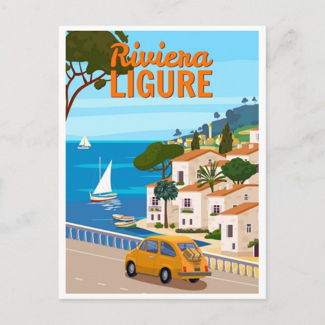 Vintage Riviera di Levante - Italien Reisen Postkarte (Vorderseite)