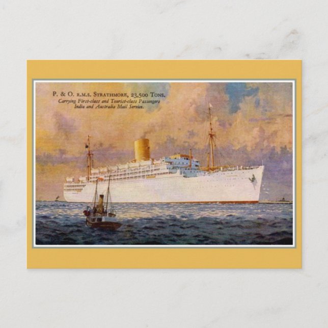 Vintage RMS Strathmore - Post- und Passagierlinien Postkarte (Vorderseite)
