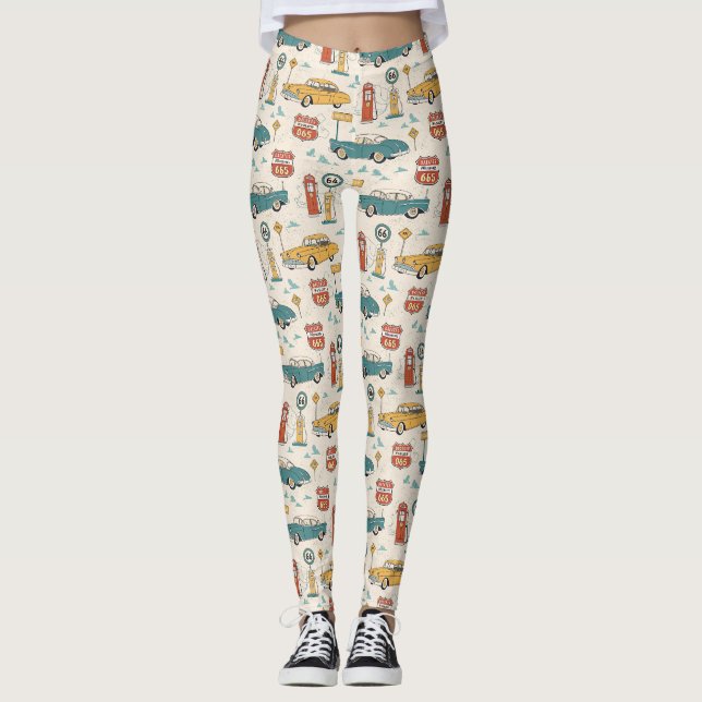 Vintage-Road-Trip-Muster (1) Leggings (Vorderseite)