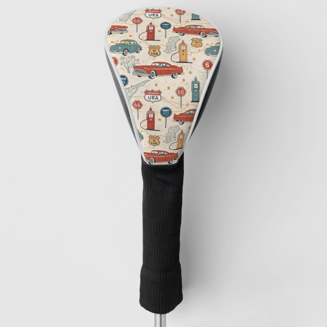 Vintage Road Trip Muster (2) Golf Headcover (Vorderseite)