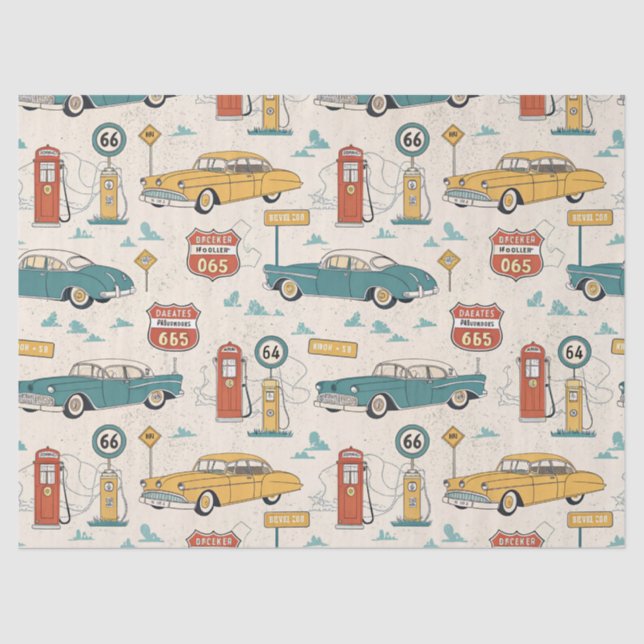 Vintage Road Trip Pattern (1) Seidenpapier (Vorderseite)