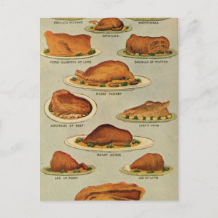 Vintage Roast Meat Postkarte