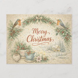 Vintage Robin Kranz Frohe Weihnachten