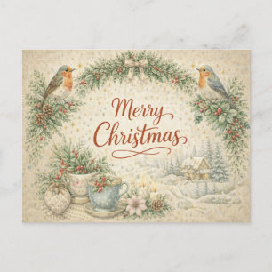 Vintage Robin Kranz Frohe Weihnachten