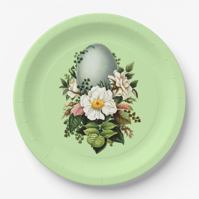 Vintage Robins Ei und Rose Ostern Pappteller (Vorderseite)