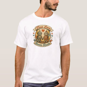 Vintage-Roboter-Pärchen-Aufkleber T-Shirt