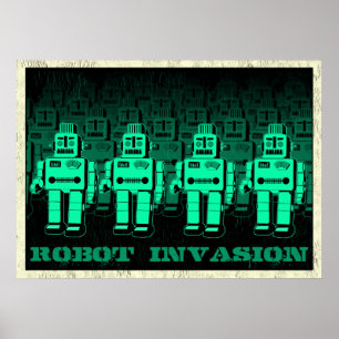 Vintage Roboterinvasion Poster