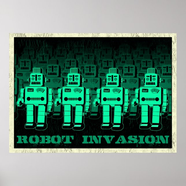 Vintage Roboterinvasion Poster (Vorne)