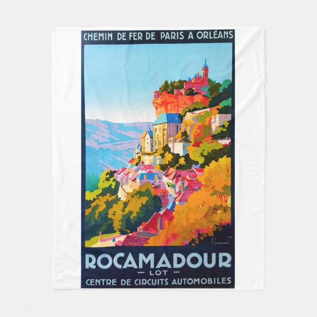 Vintage-Rocamadour-Poster Fleecedecke (Vorderseite)