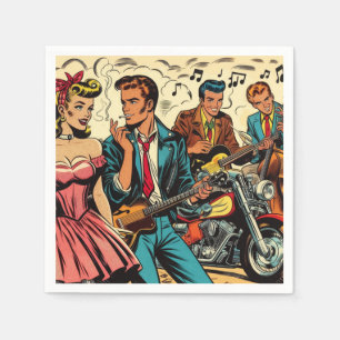 Vintage Rock and Roll-Comic der 50er Jahre Serviette