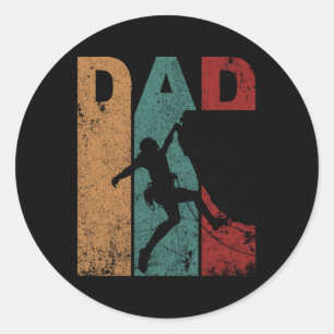 Vintage Rock Climbing Papa Silhouette Vatertag Runder Aufkleber