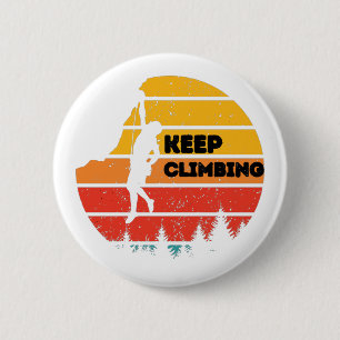 Vintage Rock Climbing Retro Kletterer Silhouette Button
