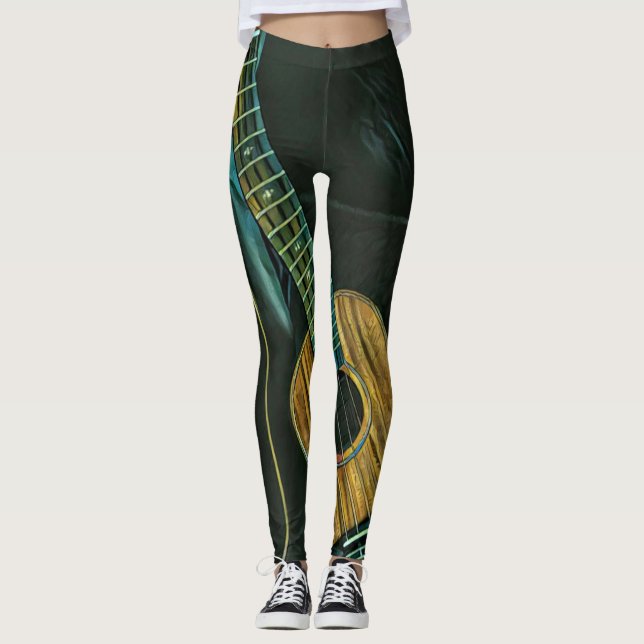 Vintage Rock-Gitarre Leggings (Vorderseite)