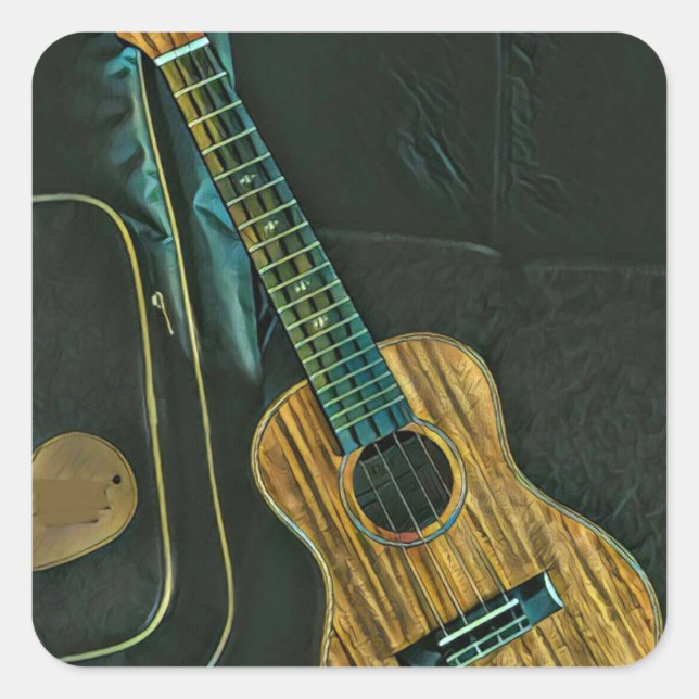 Vintage Rock-Gitarre Quadratischer Aufkleber (Vorderseite)