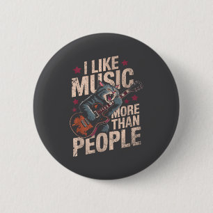 Vintage Rock-Katze Musikliebhaber Lustiger Tier-Sp Button