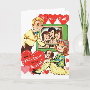 Vintage Rock 'n Roll Teenager Valentinstag Feiertagskarte