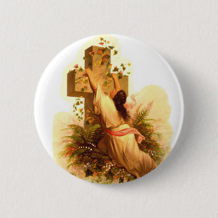 Vintage Rock of Ages Kreuz Illustration 1873 Button