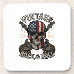 Vintage Rock Totenkopf Amerikanische Flagge Gitarr Getränkeuntersetzer