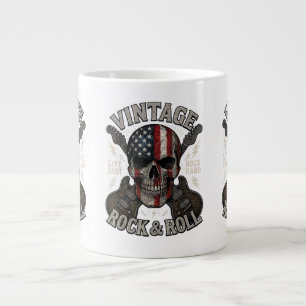 Vintage Rock Totenkopf Amerikanische Flagge Gitarr Jumbo-Tasse