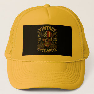 Vintage Rock Totenkopf Amerikanische Flagge Gitarr Truckerkappe