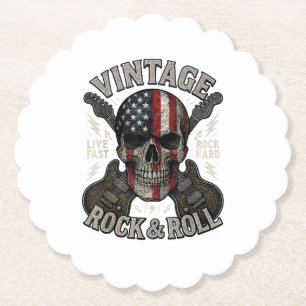 Vintage Rock Totenkopf Amerikanische Flagge Gitarr Untersetzer