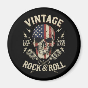 Vintage Rock-Totenschädel-Amerikanische Flagge-Ban Magnet