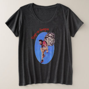 Vintage Rockabilly Pin-up Feen Raglan Ärmel Oberte Große Größe T-Shirt