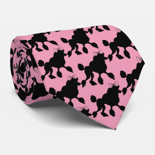 Vintage Rockabilly schwarze Pudel auf rosa gemuste Krawatte