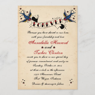 Vintage Rockabilly-Tattoo-Hochzeitseinladung Einladung